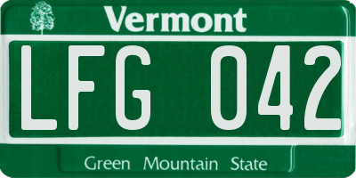 VT license plate LFG042