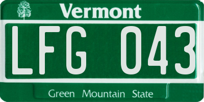 VT license plate LFG043