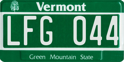 VT license plate LFG044