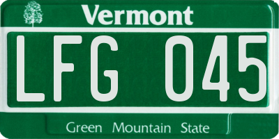 VT license plate LFG045