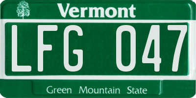 VT license plate LFG047