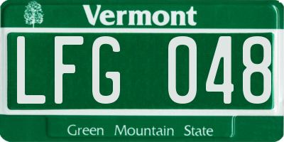 VT license plate LFG048