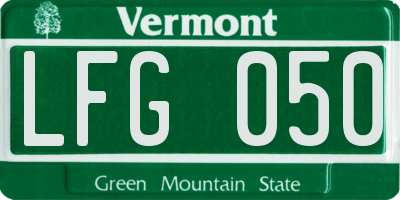 VT license plate LFG050
