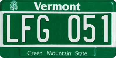 VT license plate LFG051