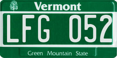 VT license plate LFG052