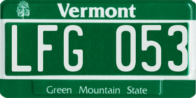 VT license plate LFG053