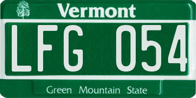 VT license plate LFG054