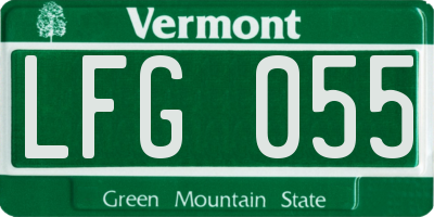 VT license plate LFG055