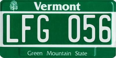 VT license plate LFG056