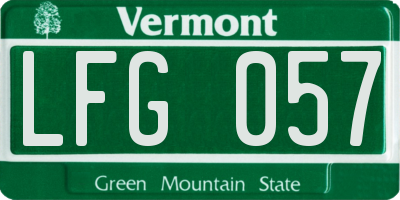VT license plate LFG057