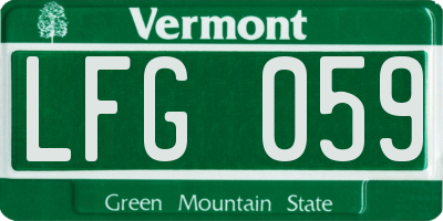 VT license plate LFG059