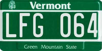 VT license plate LFG064