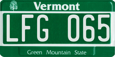 VT license plate LFG065