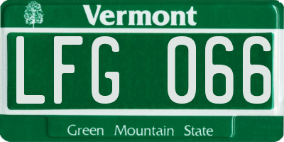 VT license plate LFG066