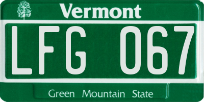 VT license plate LFG067