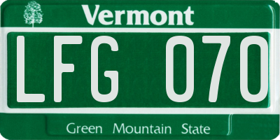 VT license plate LFG070