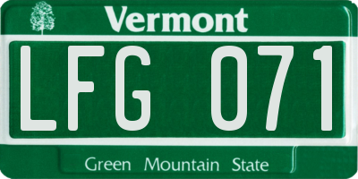 VT license plate LFG071