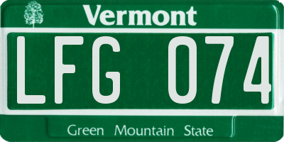 VT license plate LFG074