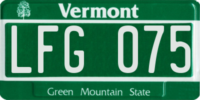 VT license plate LFG075