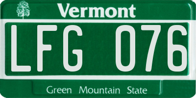 VT license plate LFG076