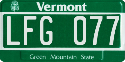 VT license plate LFG077