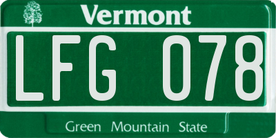 VT license plate LFG078