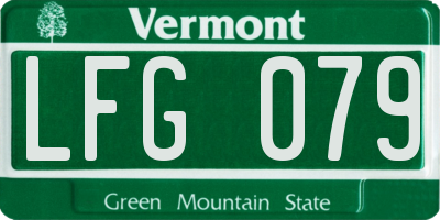 VT license plate LFG079