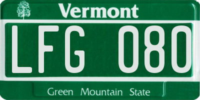 VT license plate LFG080