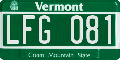 VT license plate LFG081