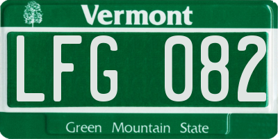 VT license plate LFG082