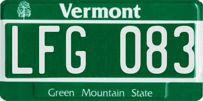 VT license plate LFG083
