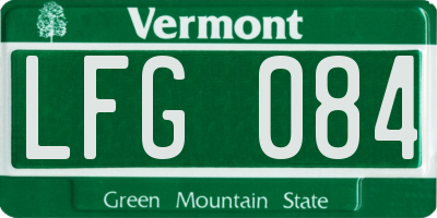 VT license plate LFG084