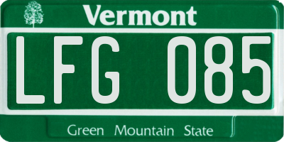 VT license plate LFG085