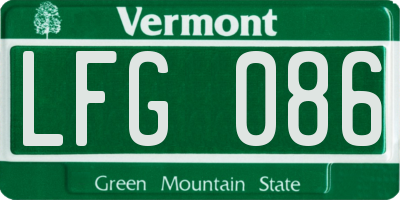 VT license plate LFG086