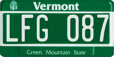VT license plate LFG087