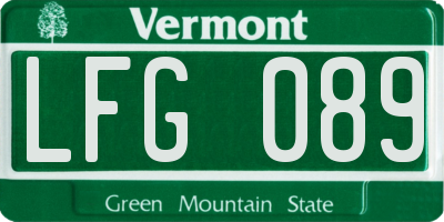 VT license plate LFG089