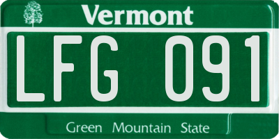 VT license plate LFG091