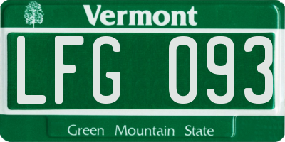 VT license plate LFG093