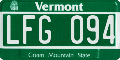 VT license plate LFG094