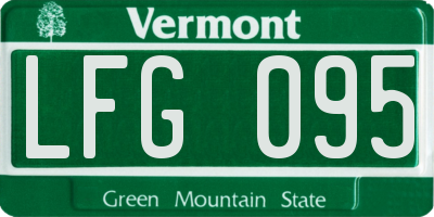 VT license plate LFG095