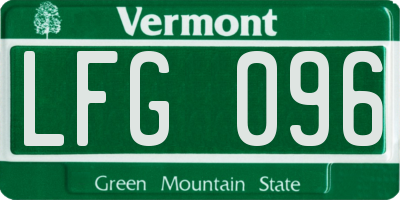VT license plate LFG096