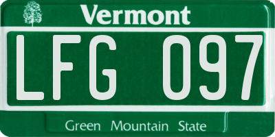 VT license plate LFG097