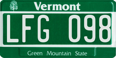 VT license plate LFG098