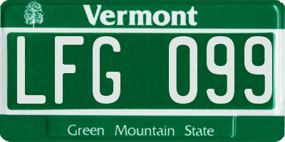 VT license plate LFG099