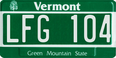 VT license plate LFG104