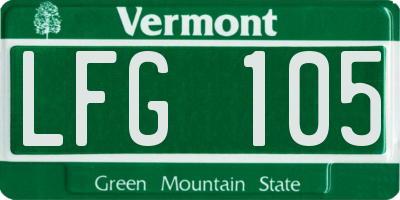 VT license plate LFG105