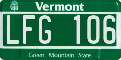 VT license plate LFG106