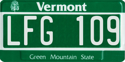 VT license plate LFG109