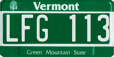 VT license plate LFG113