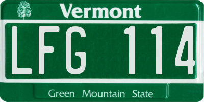 VT license plate LFG114
